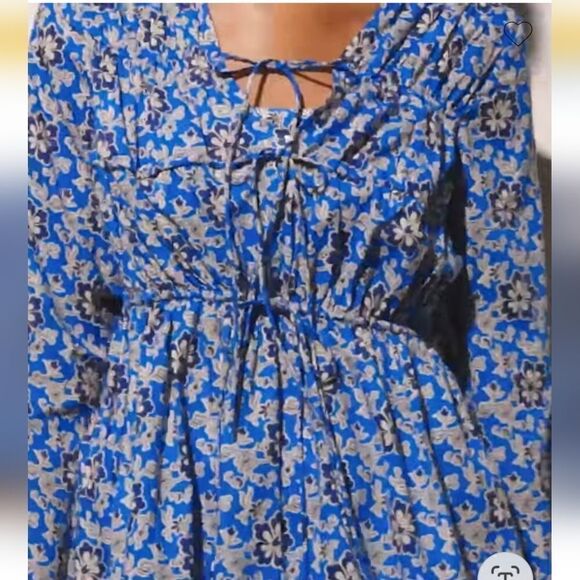 J Crew Tiered Tie Front Beach Dress in Colbalt Floral Cotton Voile XSMALL NWT - Picture 6 of 9